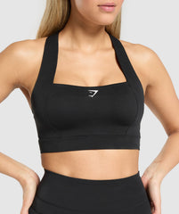 Square Neck Sports Bra - Black
