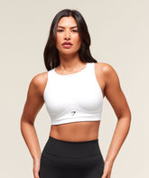 Mesh Back Sports Bra - White