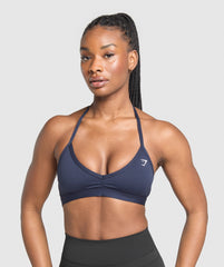 Minimal Halterneck Sports Bra - Heavy Blue