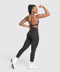 Minimal Halterneck Sports Bra - Heavy Blue