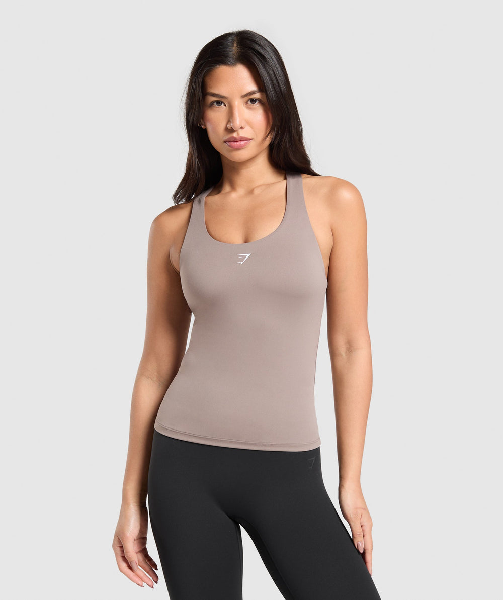 Everyday Racer Back Tank With Shelf - Lifestyle Brown