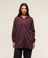 Covered Longline Zip Up Hoodie - Cherry Purple