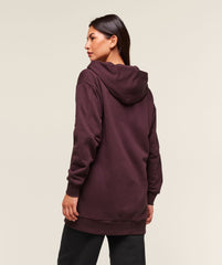 Covered Longline Zip Up Hoodie - Cherry Purple