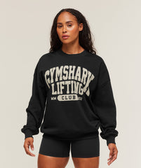 Lifting Club Graphic Oversized Crew Neck - Black