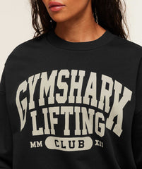 Lifting Club Graphic Oversized Crew Neck - Black