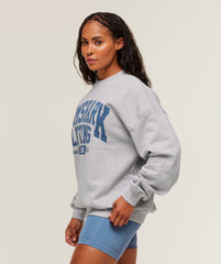 Lifting Club Graphic Oversized Crew Neck - Light Grey Core Marl