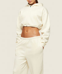 everywear Tech Cropped Hoodie - Soft White