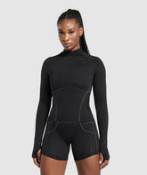 Apex Seamless 1/4 Zip Pullover - Black/Graphite Grey