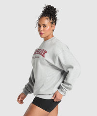 Lifting Essentials Graphic Brushed Oversized Sweatshirt - Light Grey Core Marl