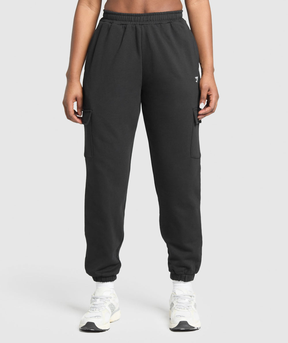 Fleece Cargo Joggers - Black