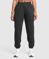 Fleece Cargo Joggers - Black