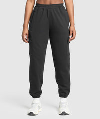 Fleece Cargo Joggers - Black
