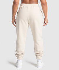Lifting Essentials Graphic Brushed Oversized Joggers - Oat White