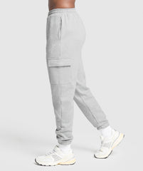 Fleece Cargo Joggers - Light Grey Core Marl