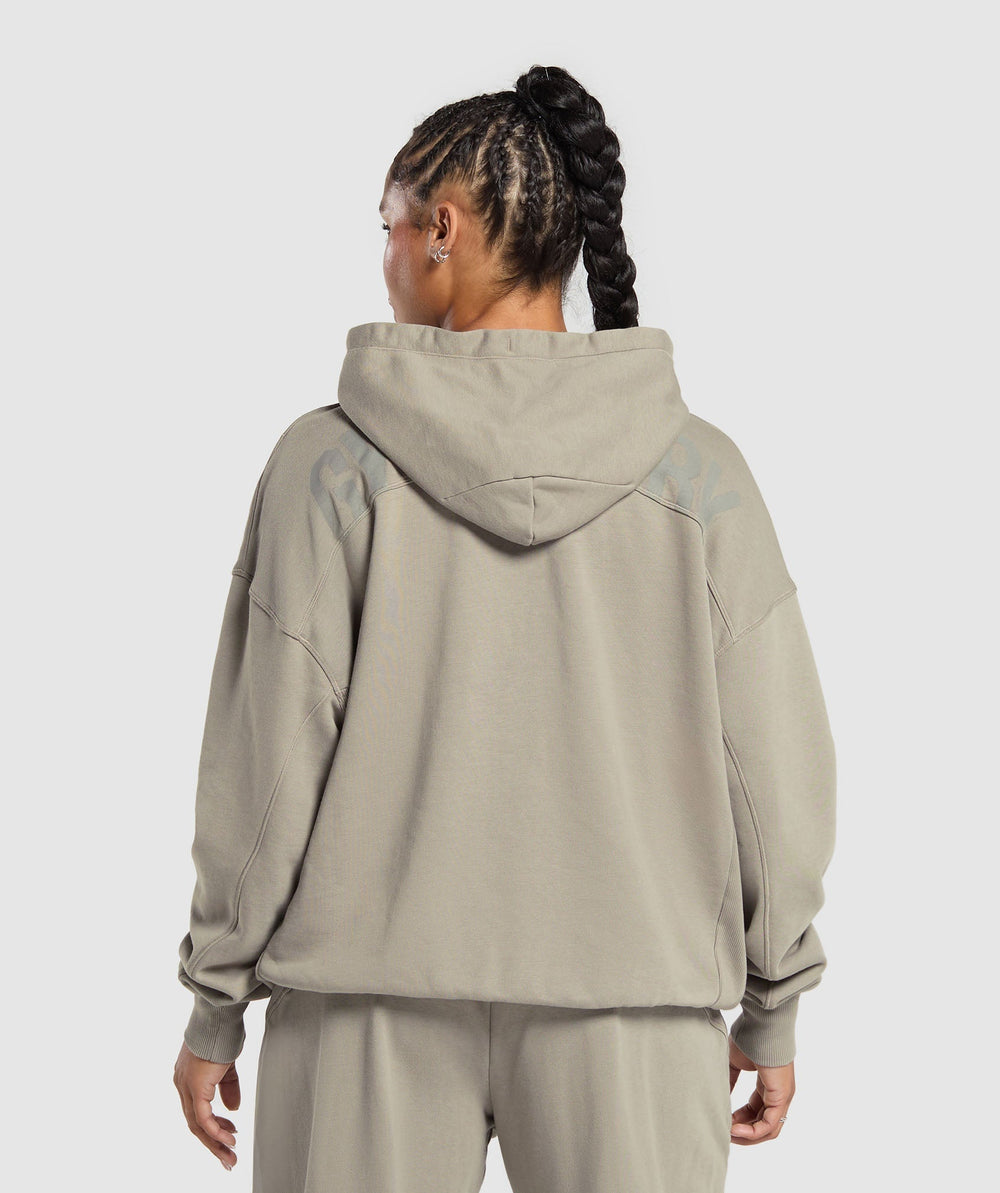 Power Oversized Zip Hoodie - Linen Brown/Acid Wash