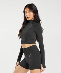 Vital Midi Zip Up Jacket - Black Marl