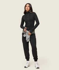 GS x Leana Deeb Hooded Midi Top - Black