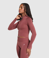 Everyday Seamless Zip Tracktop - Burgundy Brown