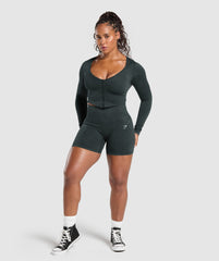 Gains Seamless Washed Zip Up Jacket - Black