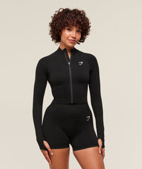 Vital Midi Zip Up Jacket - Black