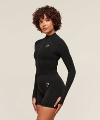 Vital Midi Zip Up Jacket - Black