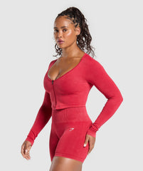 Gains Seamless Washed Zip Up Jacket - Carmine Red