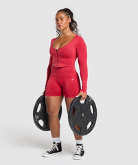 Gains Seamless Washed Zip Up Jacket - Carmine Red