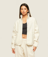 everywear Zip Up Sherpa Jacket - Oat White