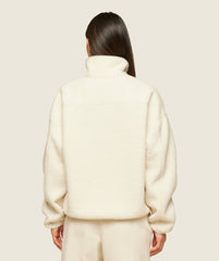everywear Zip Up Sherpa Jacket - Oat White