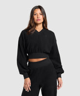 Cropped Cord Sweater - Black