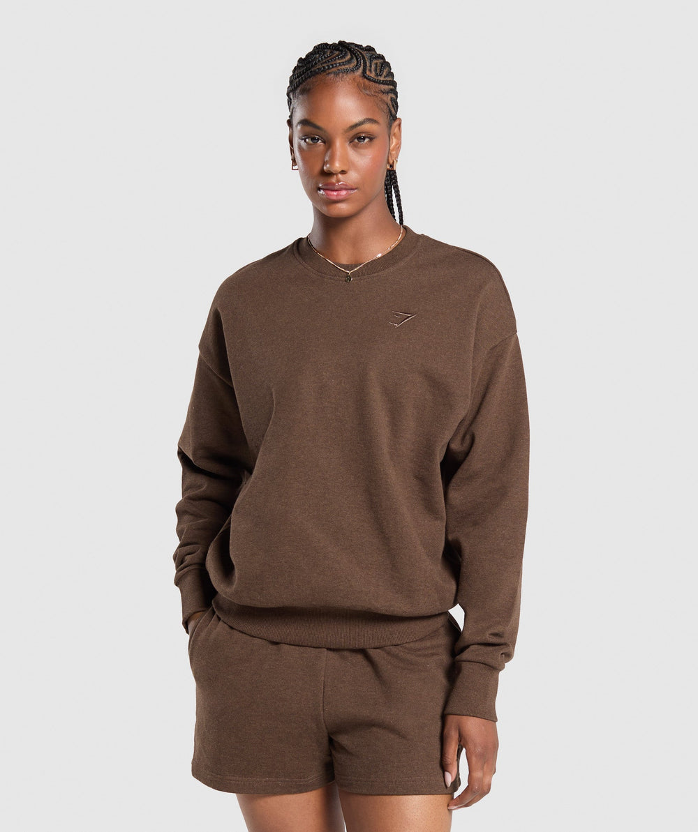 Rest Day Sweats Oversized Crew - Brown Marl