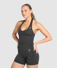 Vital Halter Neck Tank With Shelf - Black Marl