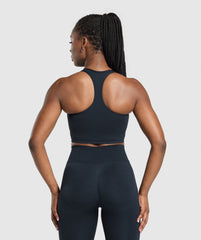 Lift Seamless Midi Tank With Shelf - Midnight Blue/Black Marl