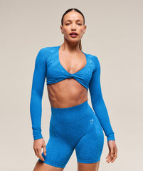 Adapt X Whitney Animal Seamless Long Sleeve Top - Barbell Blue/Gentle Blue