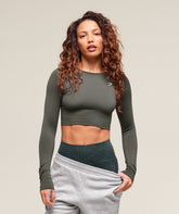 Everyday Seamless Long Sleeve Crop Top - Strength Green