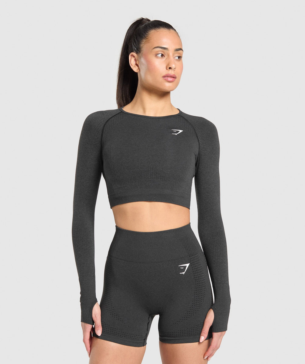 Vital Crop Top - Black Marl