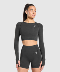 Vital Crop Top - Black Marl