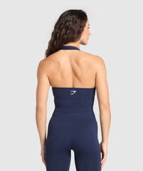 Vital Halter Neck Tank With Shelf - Heavy Blue Marl