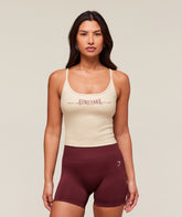 Ribbed Cotton Midi Shelf Tank - Oat White/Burgundy Brown