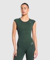 Vital Scoop Neck Top - Woodland Green Marl