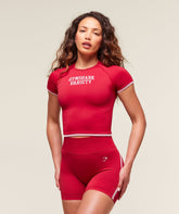 Lift Varsity Seamless Midi T-Shirt - Carmine Red