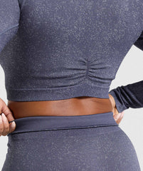 Adapt Fleck Seamless Long Sleeve Crop Top - Weighted Purple/Metal Purple