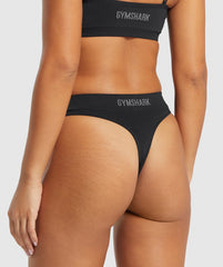 Seamless High Leg Thong - Black