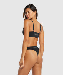 Seamless High Leg Thong - Black