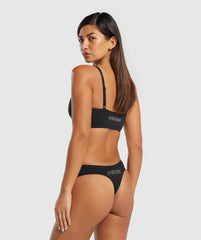 Seamless Dipped Front Thong - Black