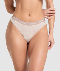 Rib High Rise Thong - Soft Pink Marl