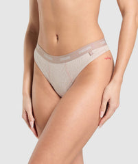 Rib High Rise Thong - Soft Pink Marl