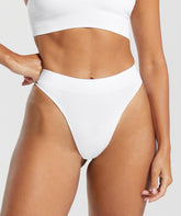 Seamless High Leg Thong - White