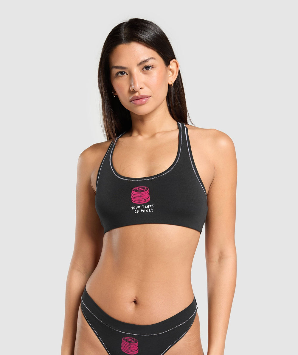 Your Plate or Mine Bralette - Black