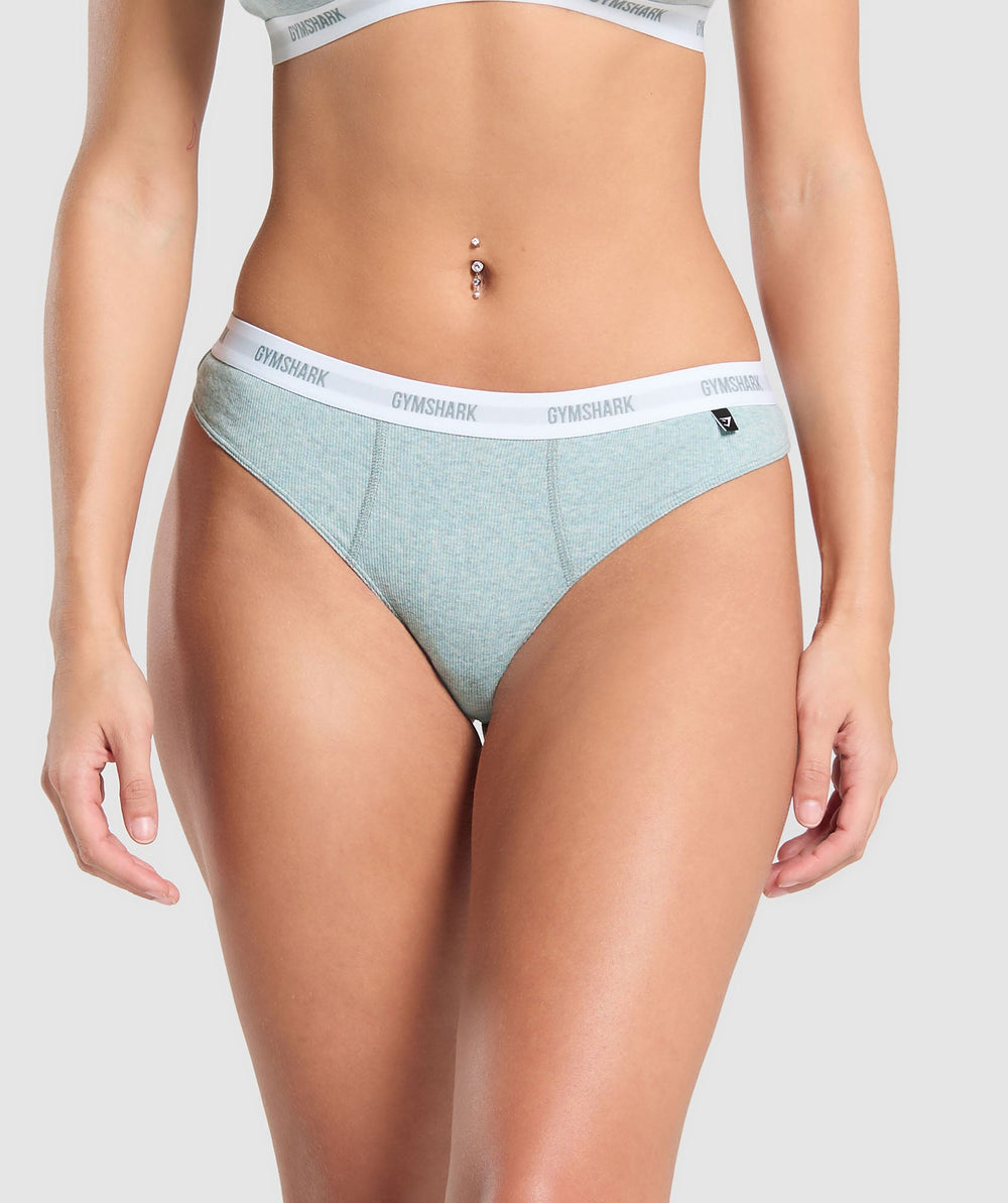 Rib High Rise Thong - Blue Marl